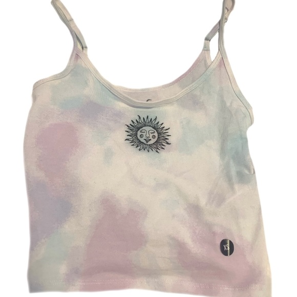 Hollister Tie Die Crop Cami Tank Top with Sun Face Embroidered - Picture 3 of 3